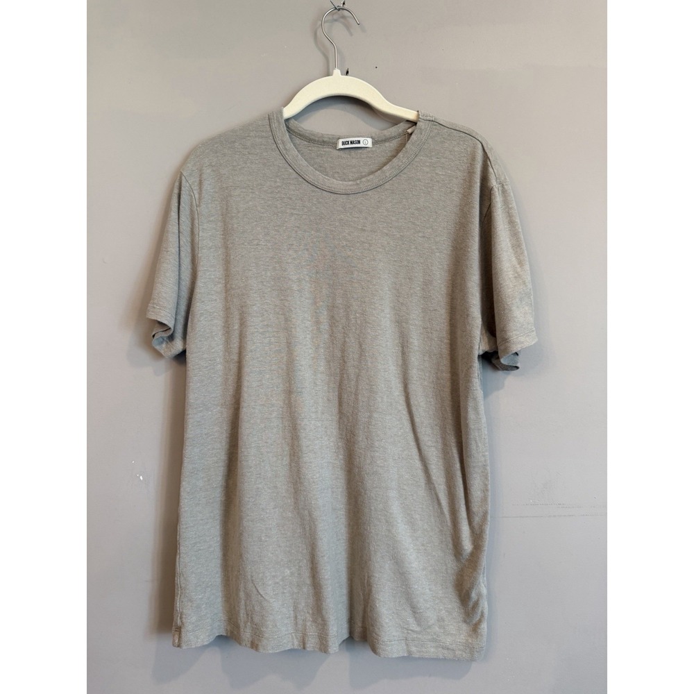 🇺🇸 Buck Mason Yuma Hemp Cotton T-Shirt Mens L Straight Hem Tee Olive